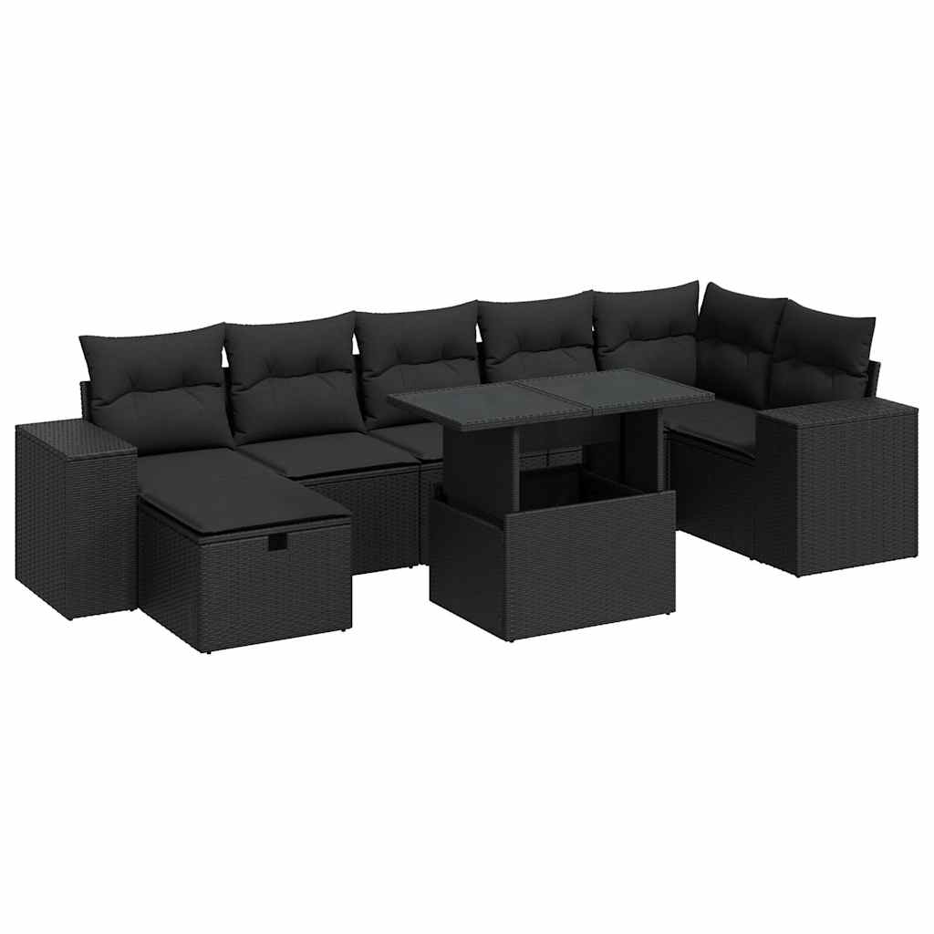 Set Divani da Giardino 5 pz con Cuscini in Polyrattan Nero