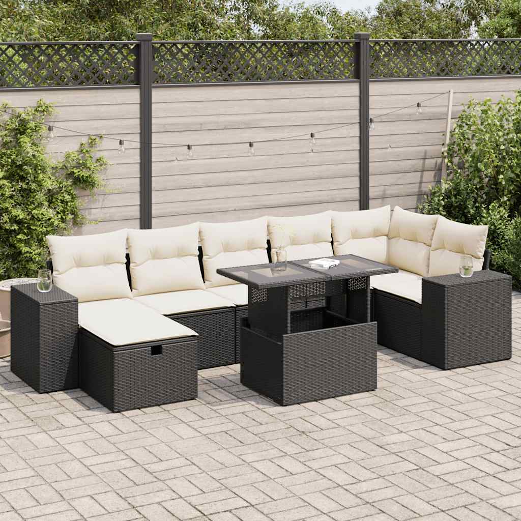 Set Divani da Giardino 5 pz con Cuscini in Polyrattan Nero