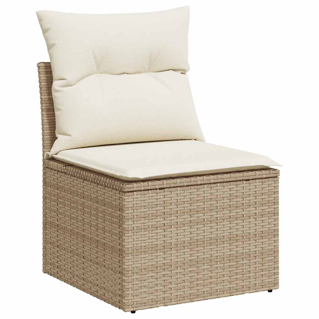 Set Divano da Giardino 5 pz con Cuscini Beige in Polyrattan