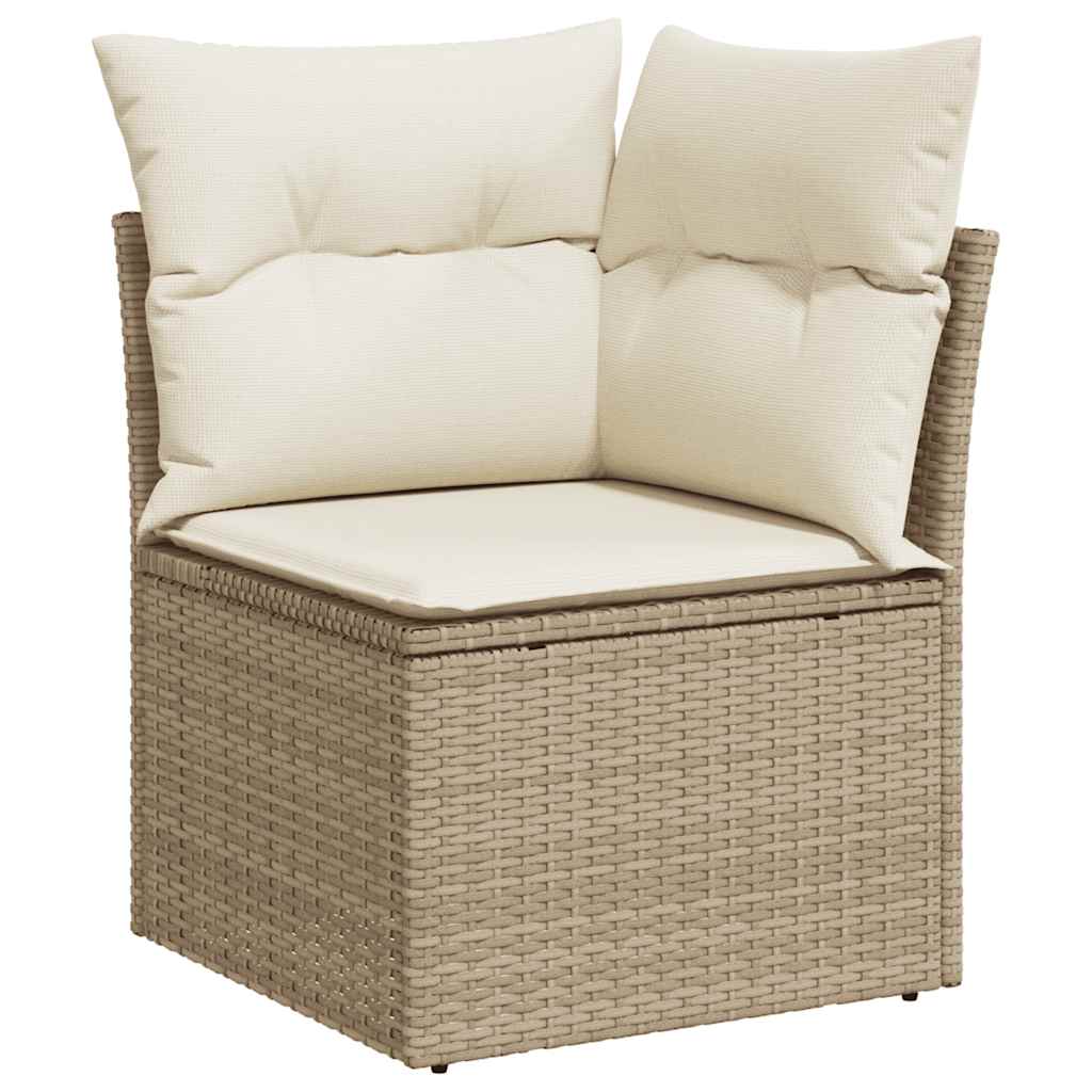 Set Divano da Giardino 6 pz con Cuscini Beige Polyrattan Acacia