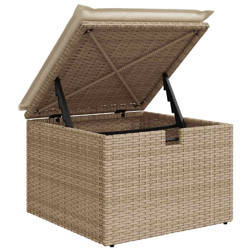 Set Divani da Giardino 7 pz con Cuscini Beige Polyrattan Acacia