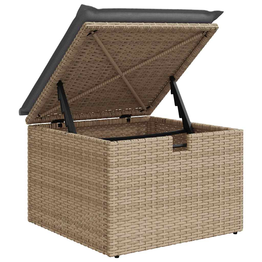 Set Divano da Giardino 9 pz con Cuscini Beige Polyrattan Acacia