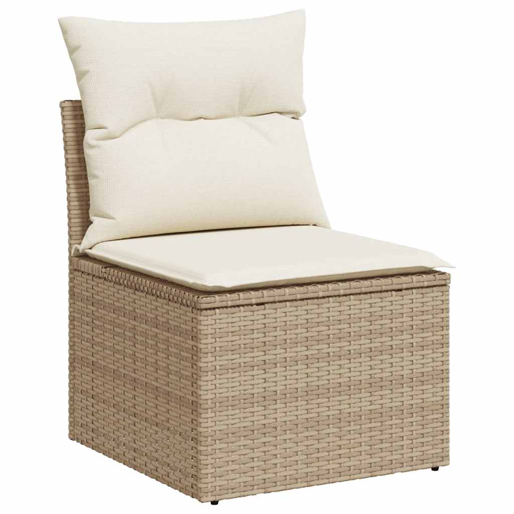 Set Divano da Giardino 8 pz con Cuscini Beige Polyrattan Acacia