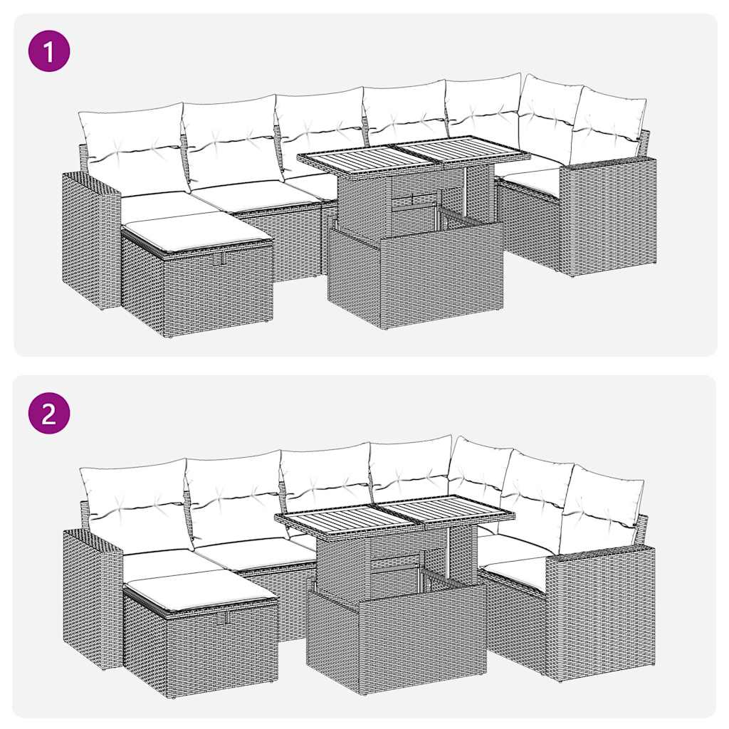 Set Divani da Giardino 5 pz con Cuscini Nero Polyrattan Acacia