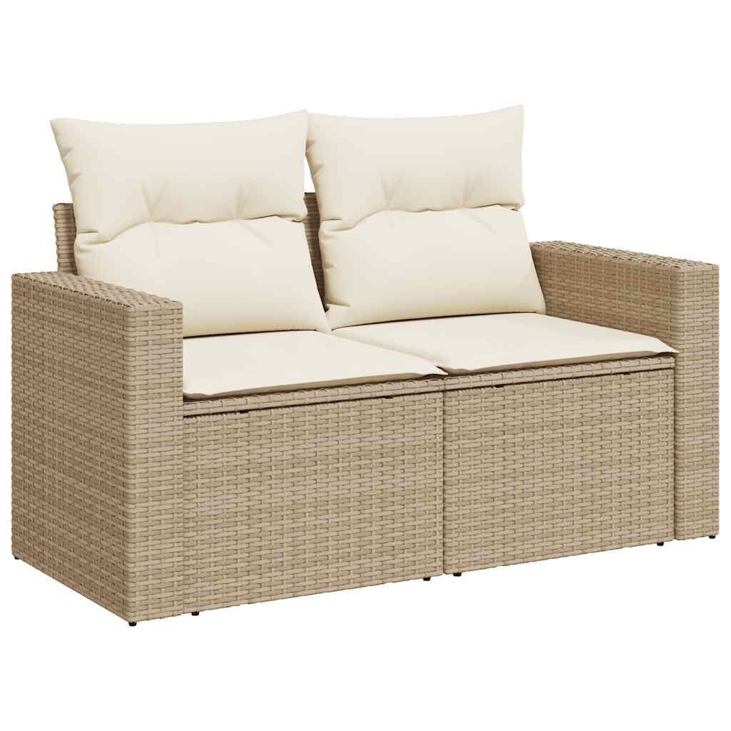 Set Divano da Giardino 9 pz con Cuscini Beige Polyrattan Acacia