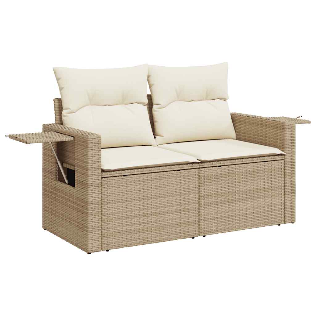 Set Divano da Giardino 6 pz con Cuscini Beige Polyrattan Acacia