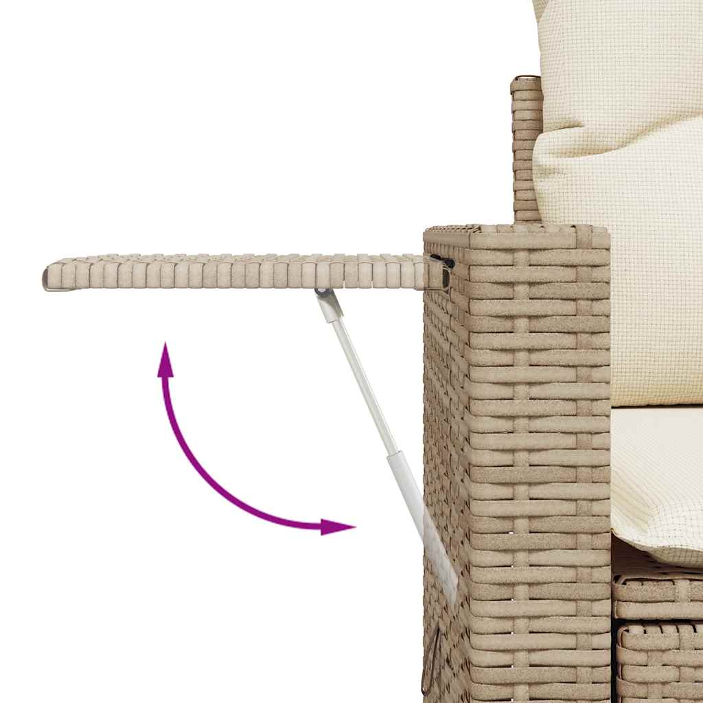 Set Divano da Giardino 6 pz con Cuscini Beige Polyrattan Acacia