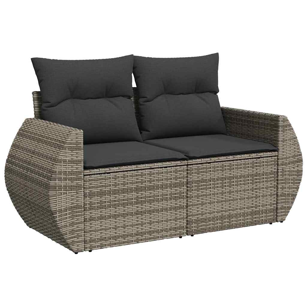 Set Divano da Giardino 6pz con Cuscini Grigio Polyrattan Acacia