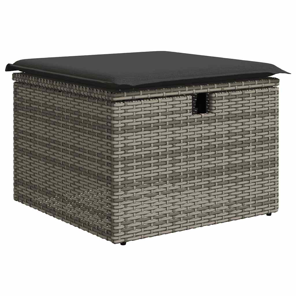 Set Divano da Giardino 6pz con Cuscini Grigio Polyrattan Acacia