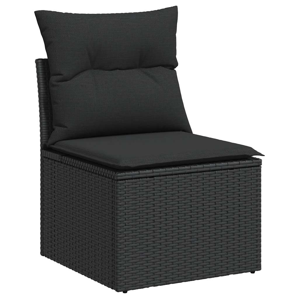 Set Divani da Giardino con Cuscini 8 pz Nero Polyrattan Acacia