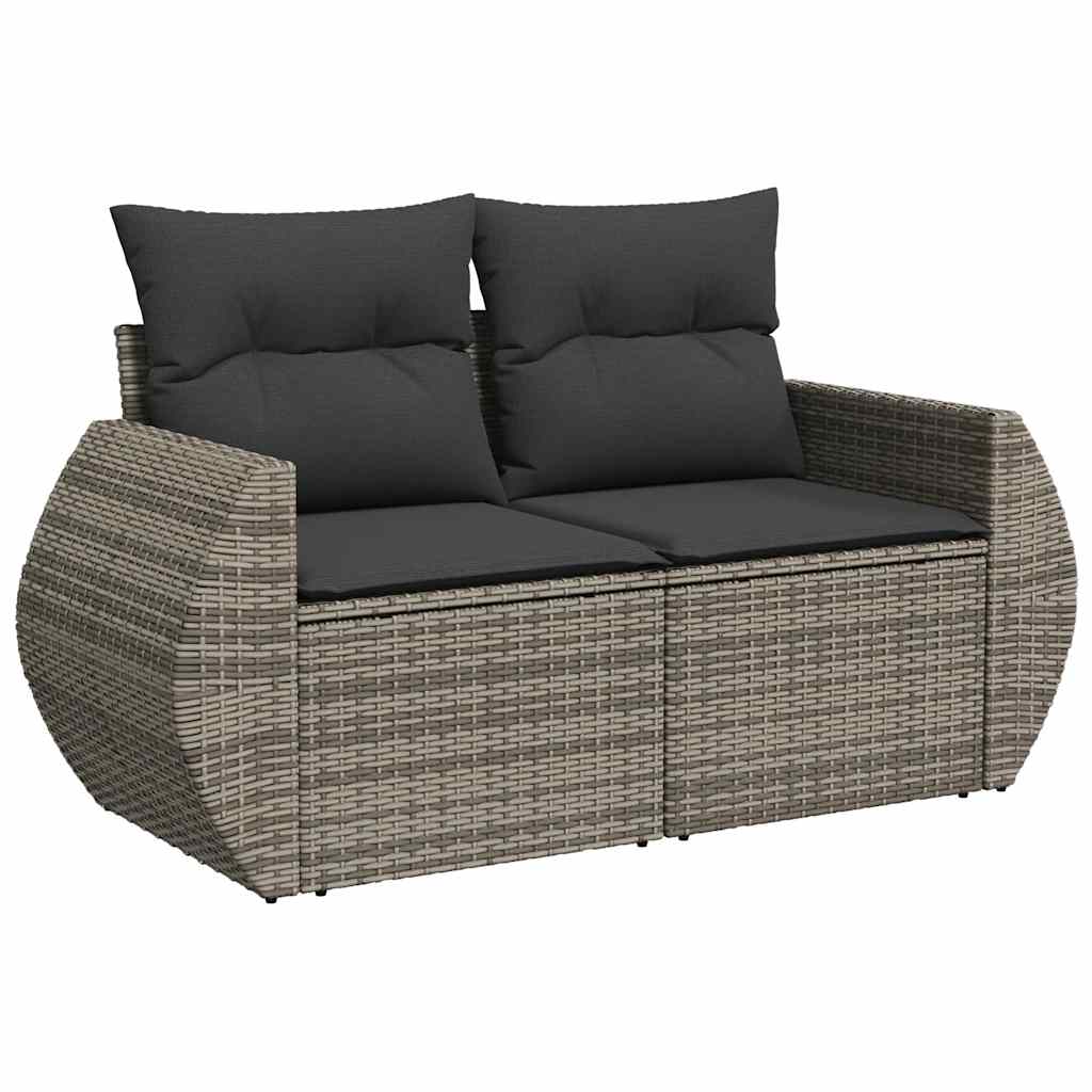 Set Divano da Giardino 8pz con Cuscini Grigio Polyrattan Acacia