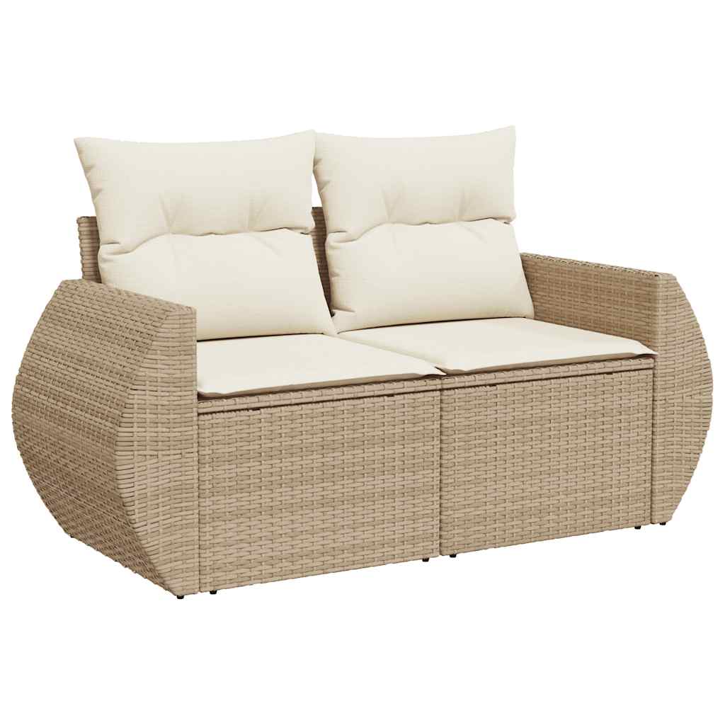 Set Divano da Giardino 5 pz con Cuscini Beige Polyrattan Acacia