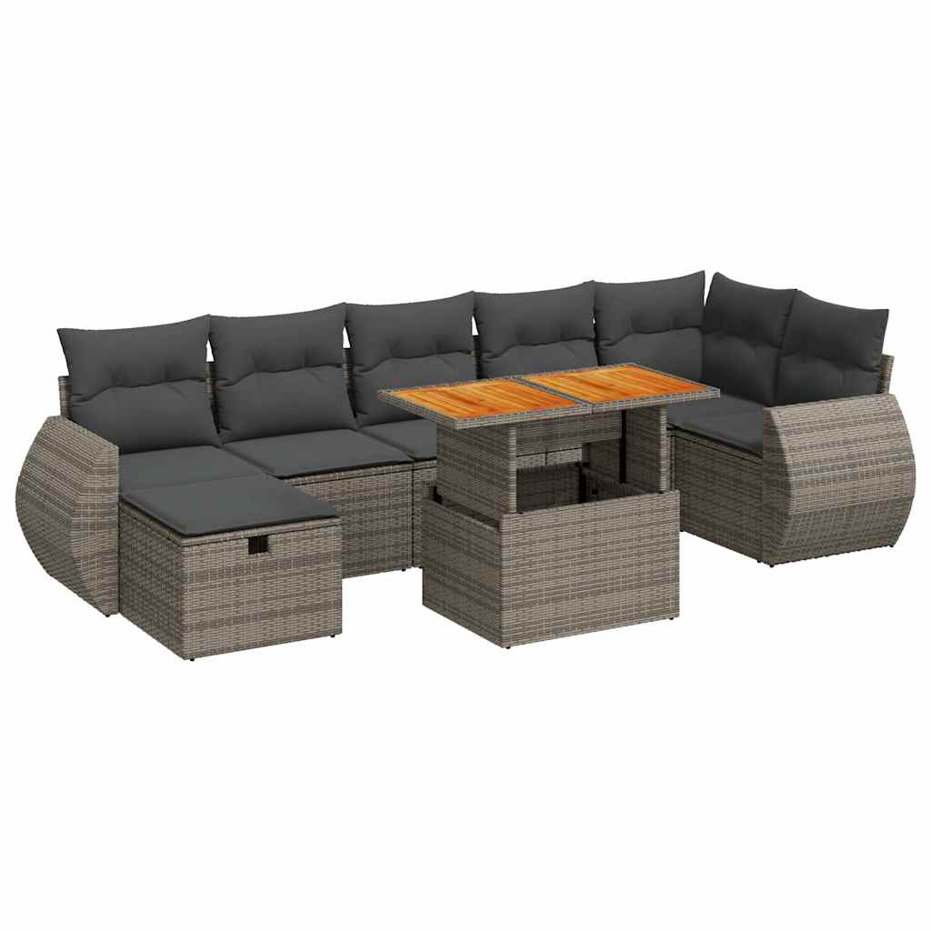 Set Divano Giardino 5 pz con Cuscini Grigio Polyrattan Acacia