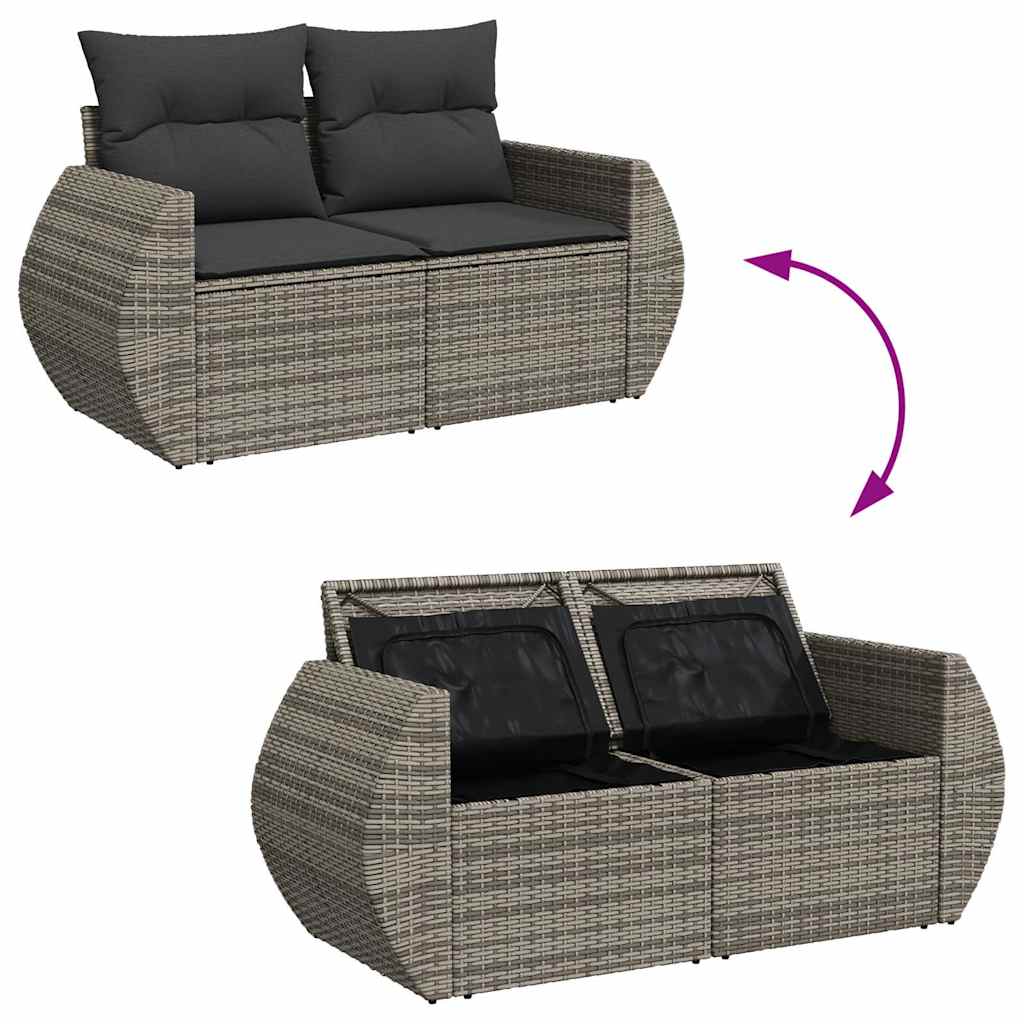 Set Divano Giardino 5 pz con Cuscini Grigio Polyrattan Acacia