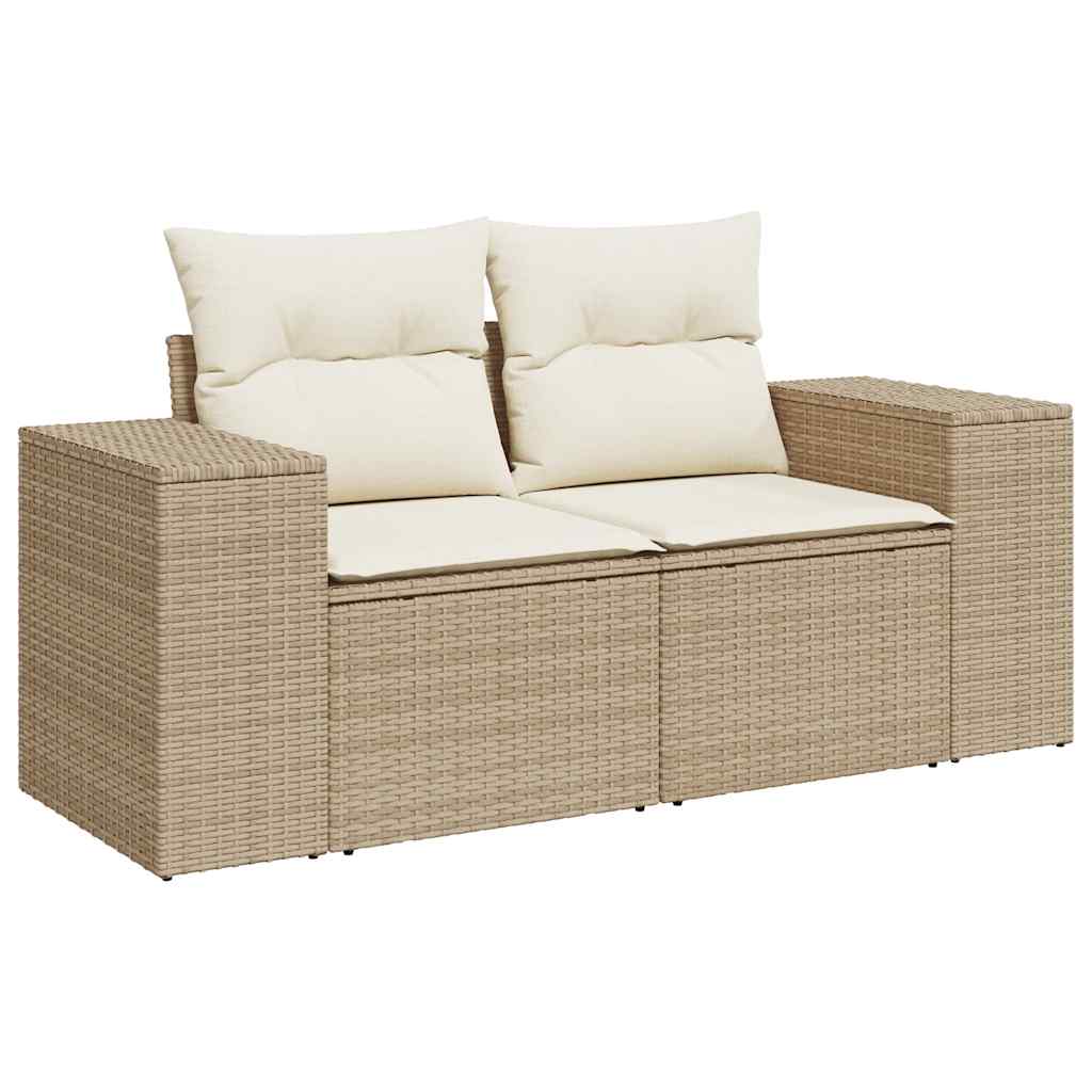 Set Divano da Giardino 5 pz con Cuscini Beige Polyrattan Acacia