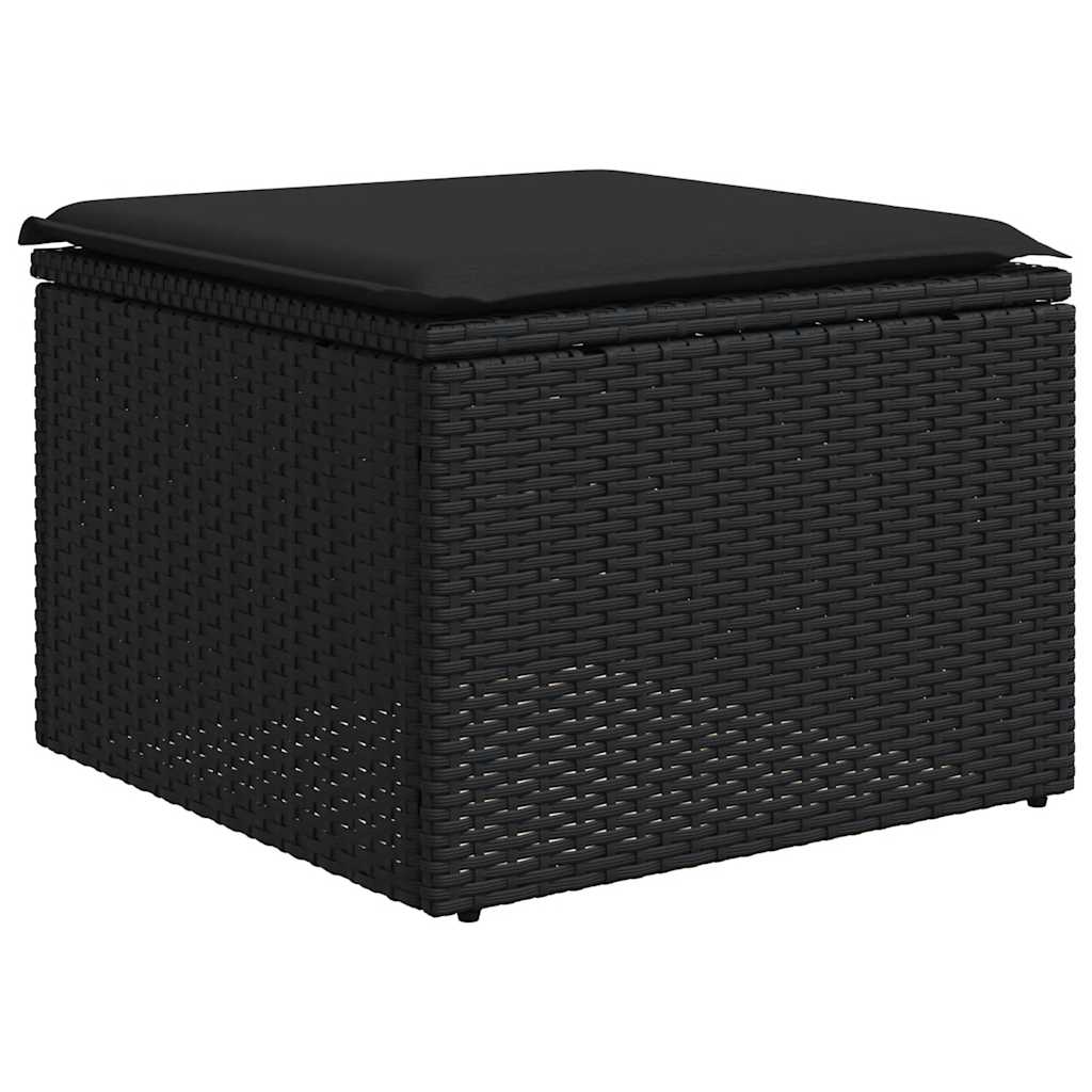 Set Divani da Giardino con Cuscini 2 pz Nero Polyrattan Acacia