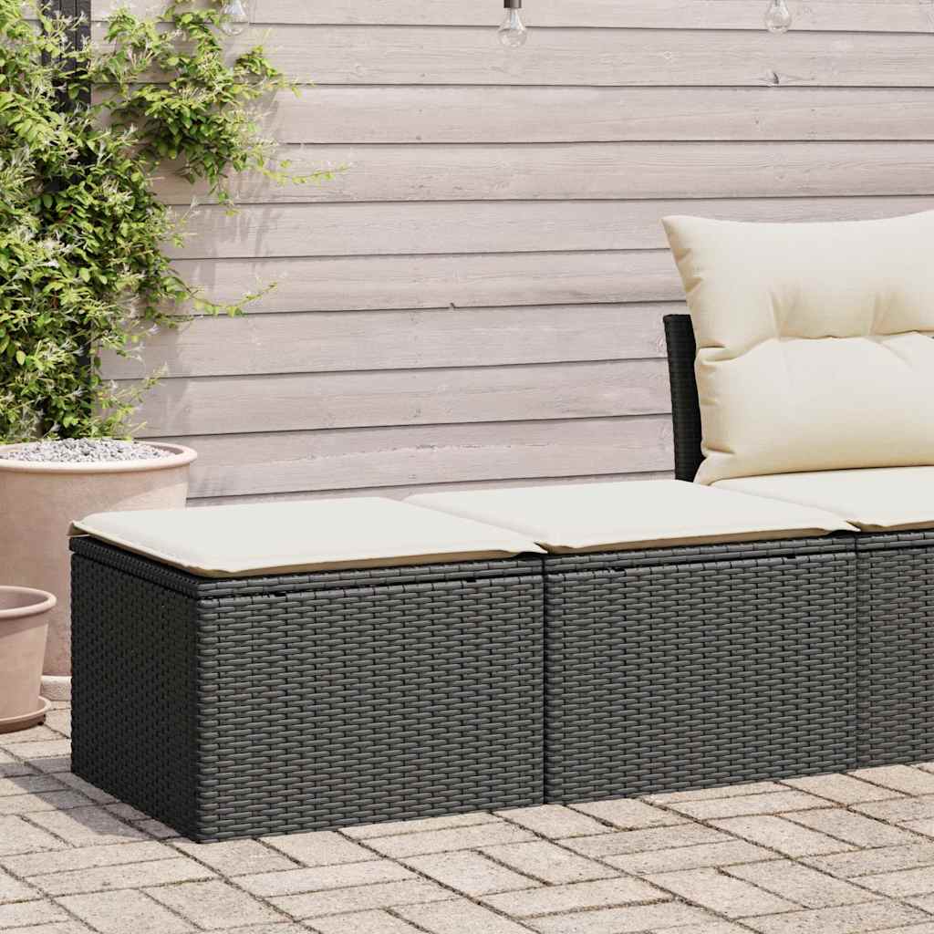 Set Divani da Giardino con Cuscini 2 pz Nero Polyrattan Acacia