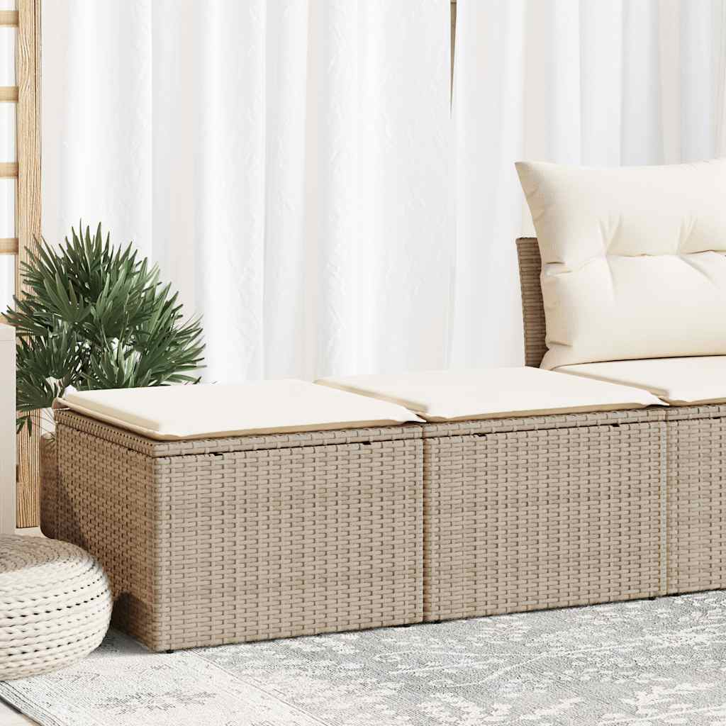 Set Divano da Giardino 2 pz con Cuscini Beige Polyrattan Acacia