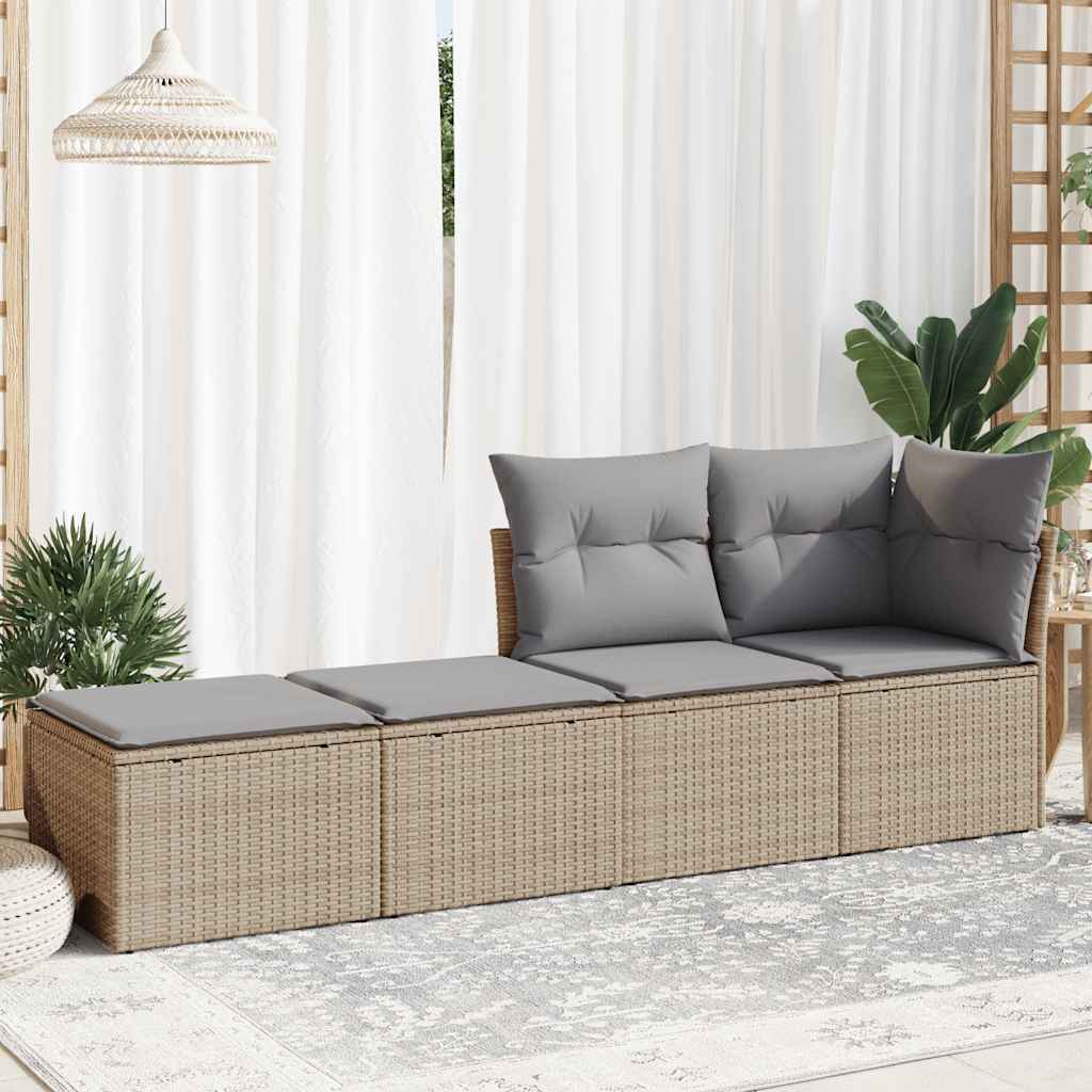 Set Divano da Giardino 2 pz con Cuscini Beige Polyrattan Acacia