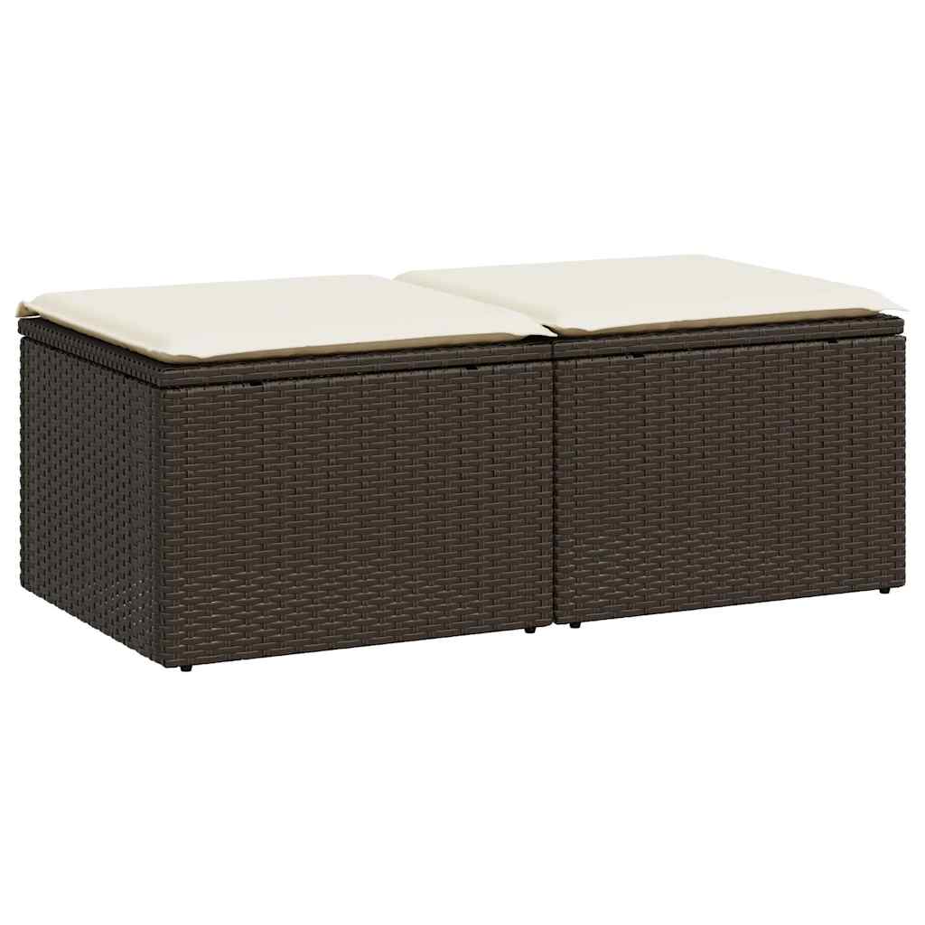 Set Divano Giardino 4 pz con Cuscini Marrone Polyrattan Acacia