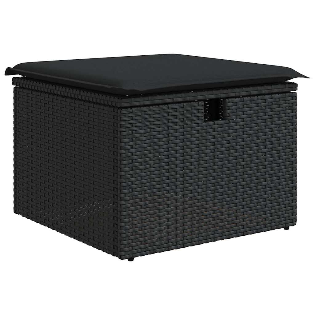 Set Divani da Giardino con Cuscini 2 pz Nero Polyrattan Acacia