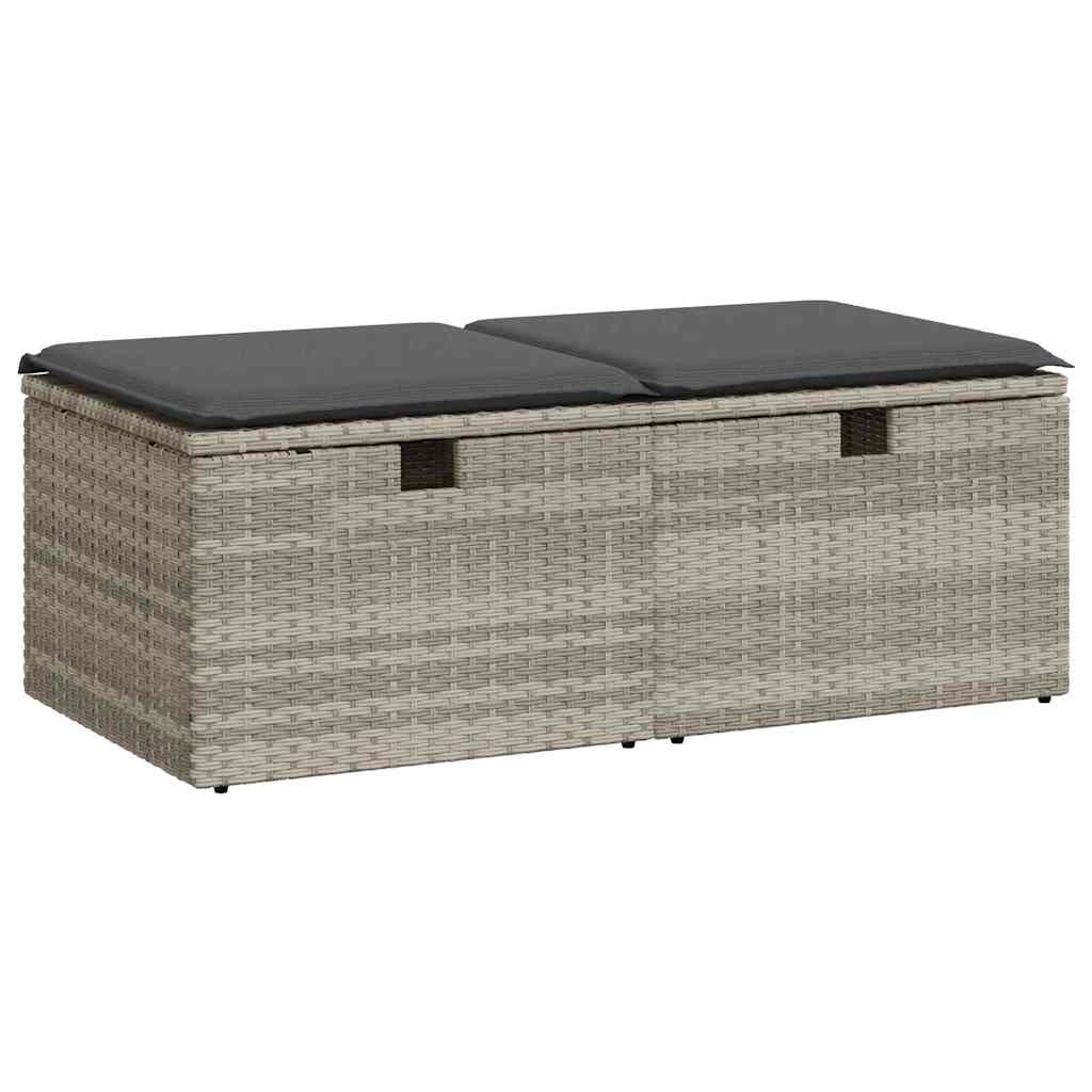 Divano Giardino 2pz con Cuscini Grigio Chiaro Polyrattan Acacia