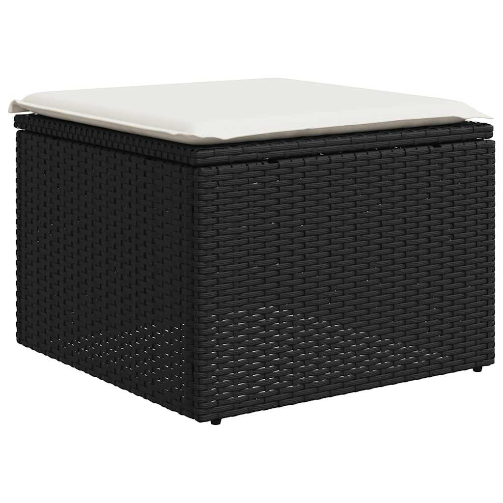 Set Divani da Giardino con Cuscini 2 pz Nero Polyrattan Acacia