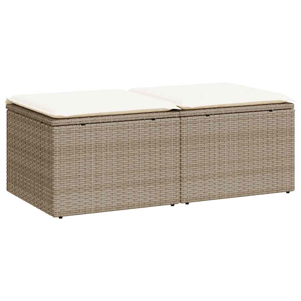 Set Divano da Giardino 2 pz con Cuscini Beige Polyrattan Acacia