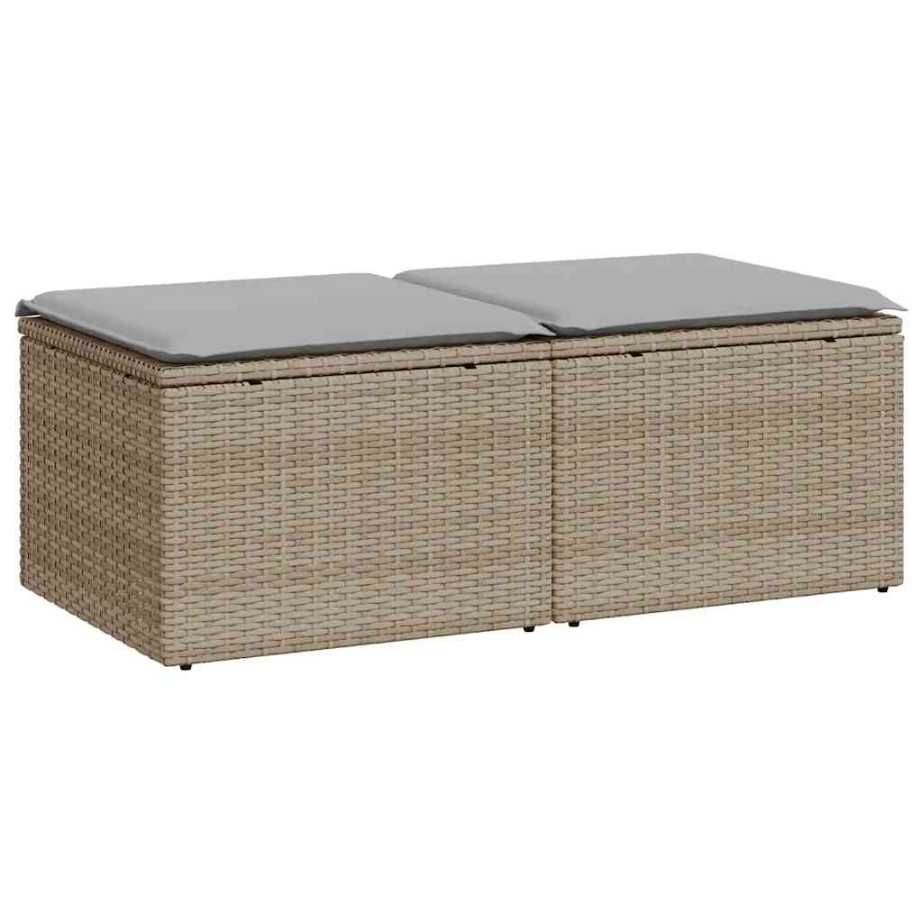 Set Divano da Giardino 2 pz con Cuscini Beige Polyrattan Acacia