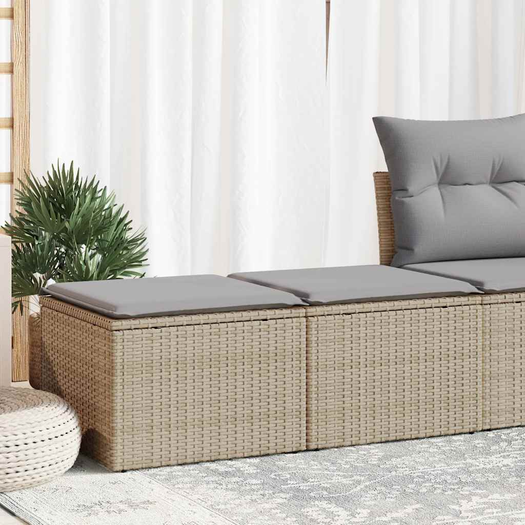 Set Divano da Giardino 2 pz con Cuscini Beige Polyrattan Acacia