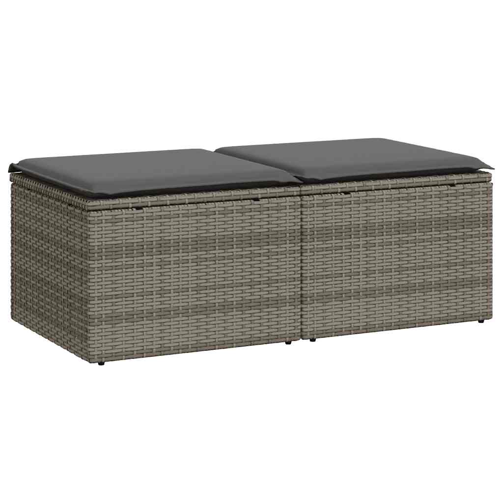 Set Divano Giardino 2 pz con Cuscini Grigio Polyrattan Acacia