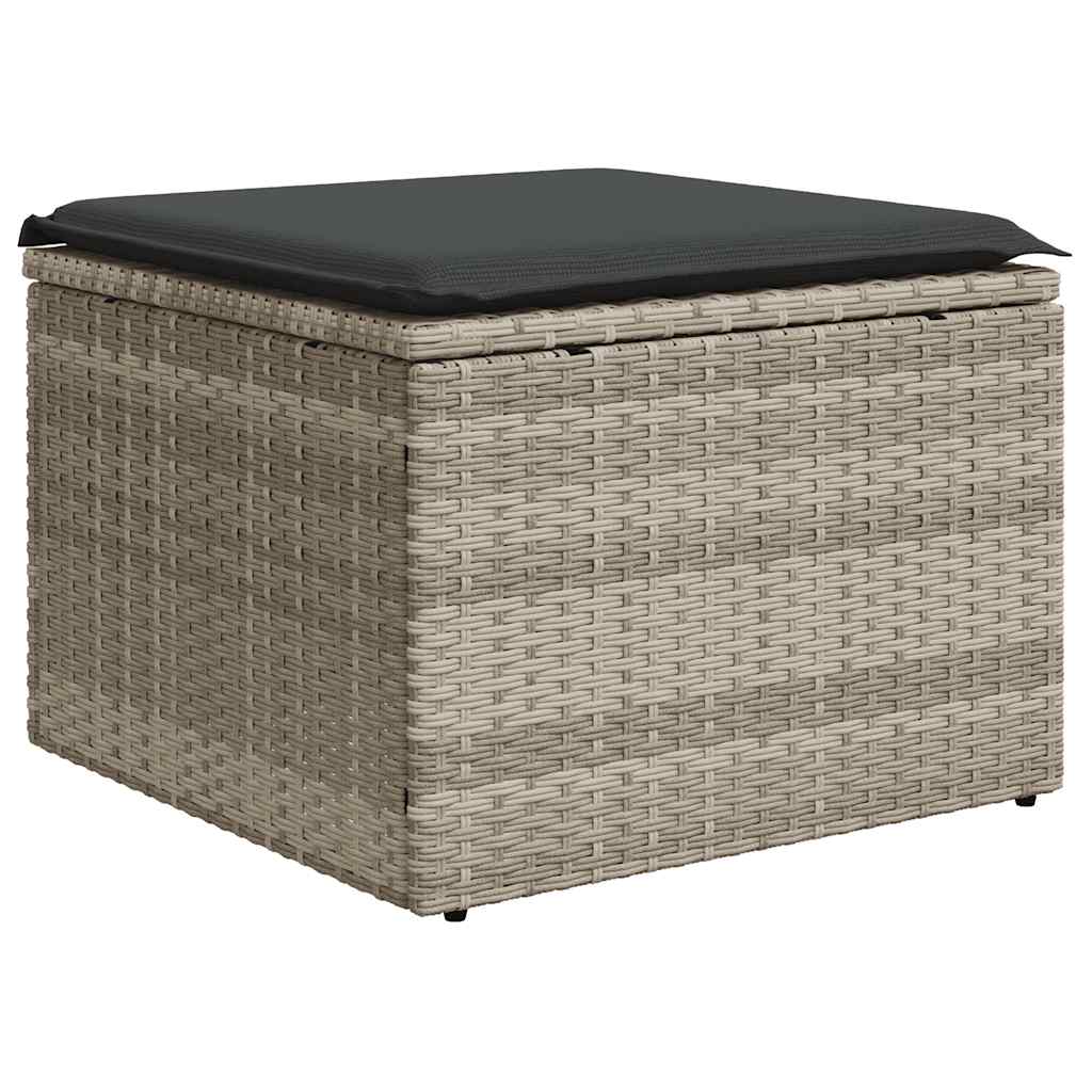 Divano Giardino 2pz con Cuscini Grigio Chiaro Polyrattan Acacia