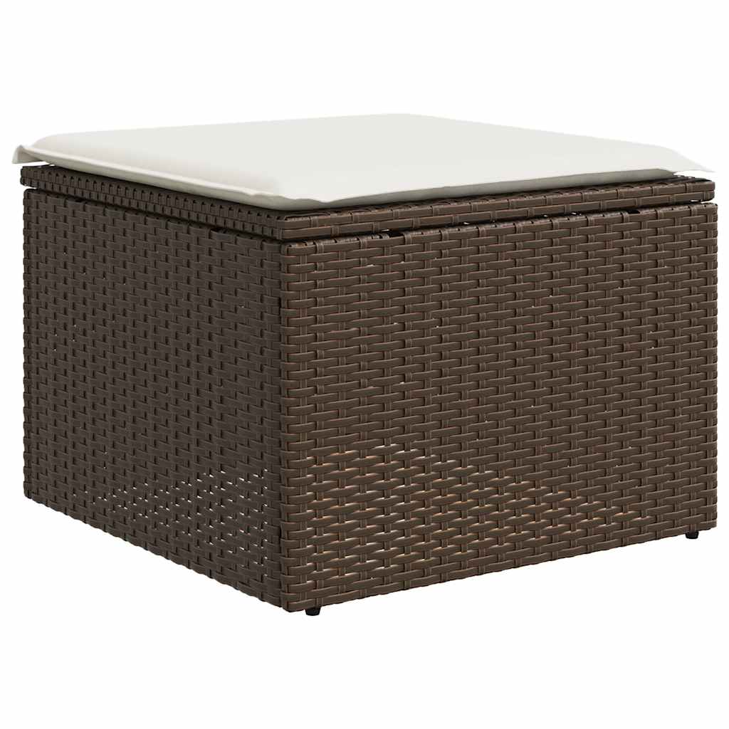 Set Divano Giardino 4 pz con Cuscini Marrone Polyrattan Acacia