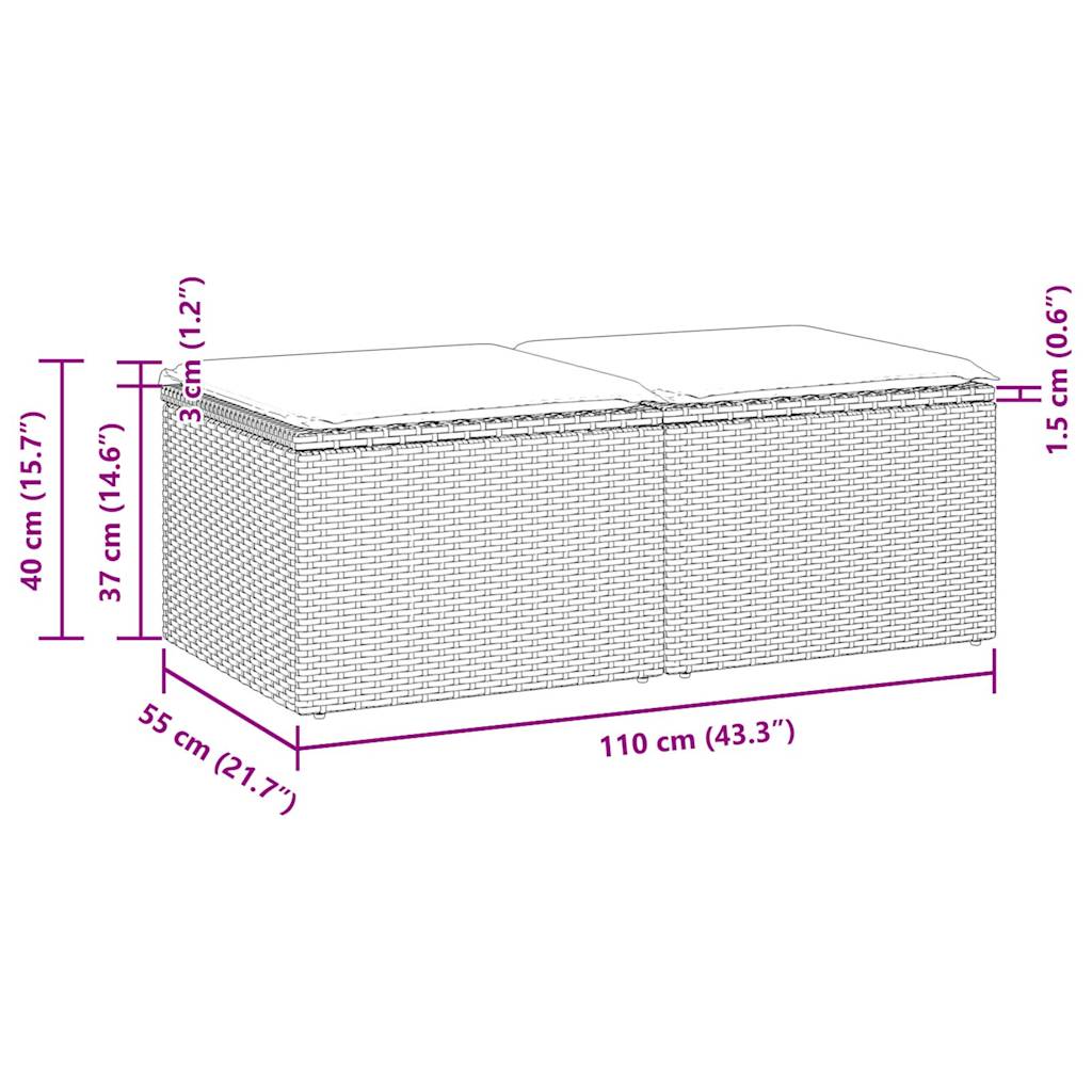 Set Divano Giardino 4 pz con Cuscini Marrone Polyrattan Acacia