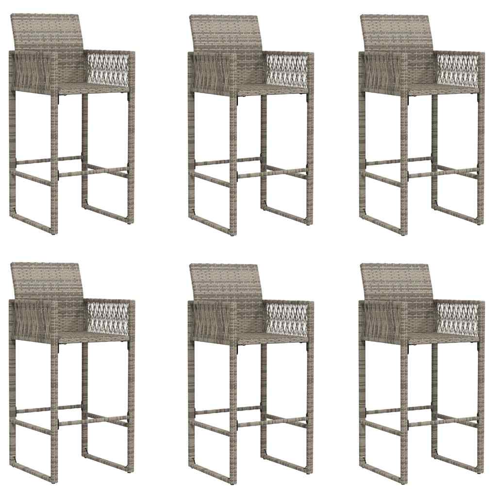 Set Bar da Giardino 7pz senza Cuscini Grigio Polyrattan Acacia