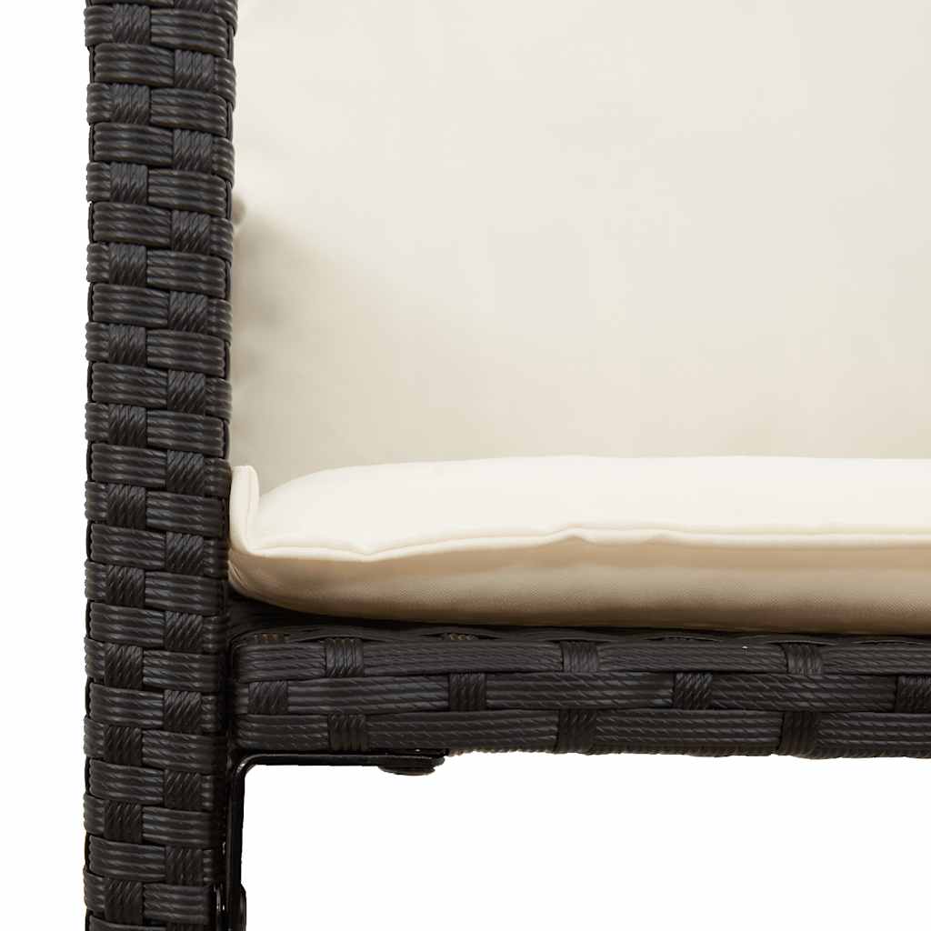 Set Bar da Giardino 5 pz con Cuscini Nero in Polyrattan Acacia