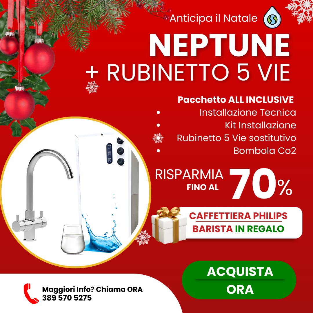 Depuratore Neptune Ultrafiltrazione Liscia, Frizzante e Fredda con Rubinetto a 5 vie ’All Inclusive’