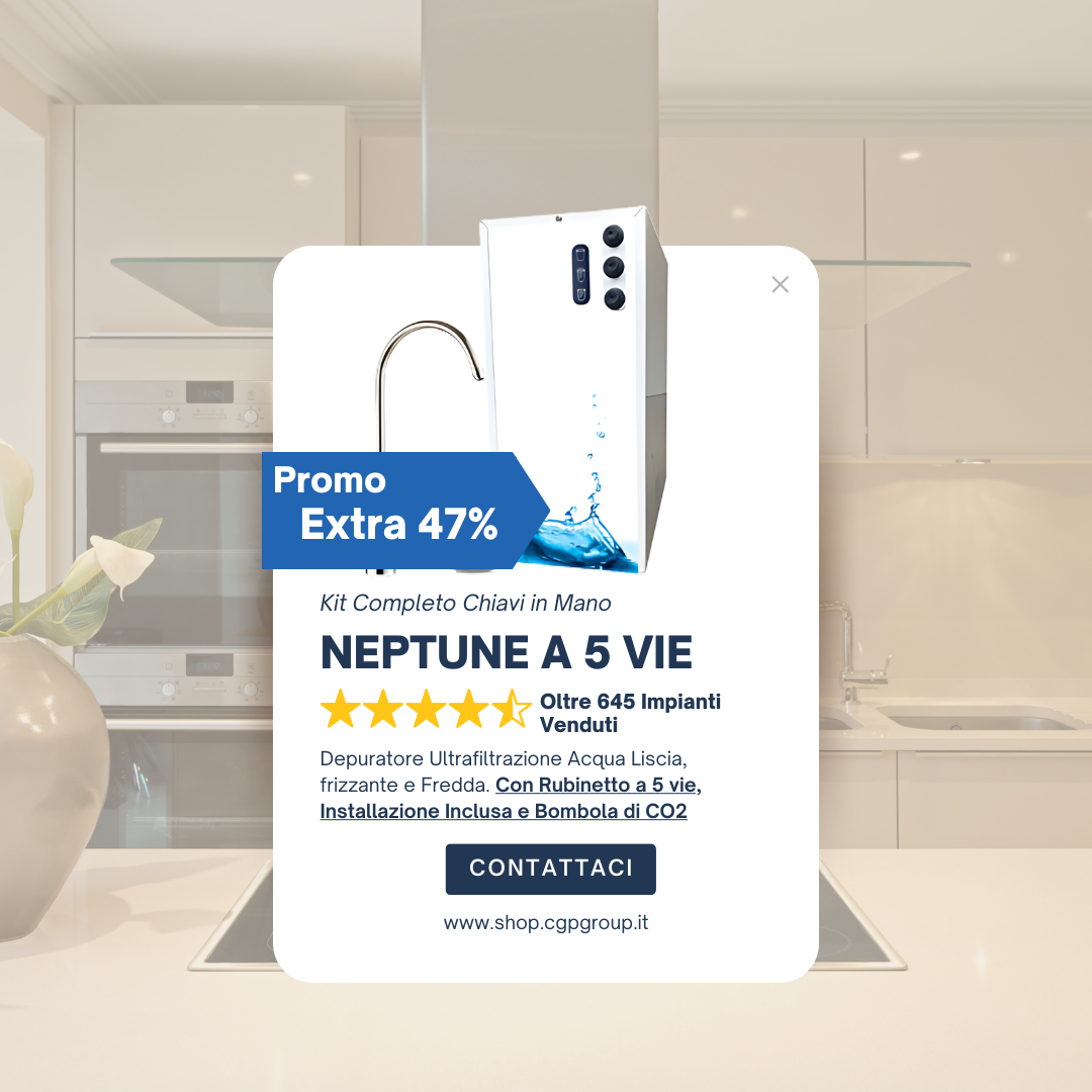Depuratore Neptune Ultrafiltrazione Liscia, Frizzante e Fredda con Rubinetto a 5 vie ’All Inclusive’