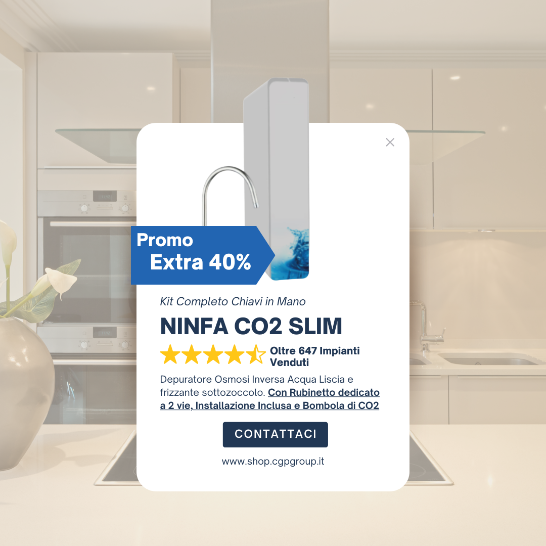 Depuratore Acqua NINFA SLIM Osmosi Inversa Liscio + Frizzante Sottozoccolo ’All Inclusive’