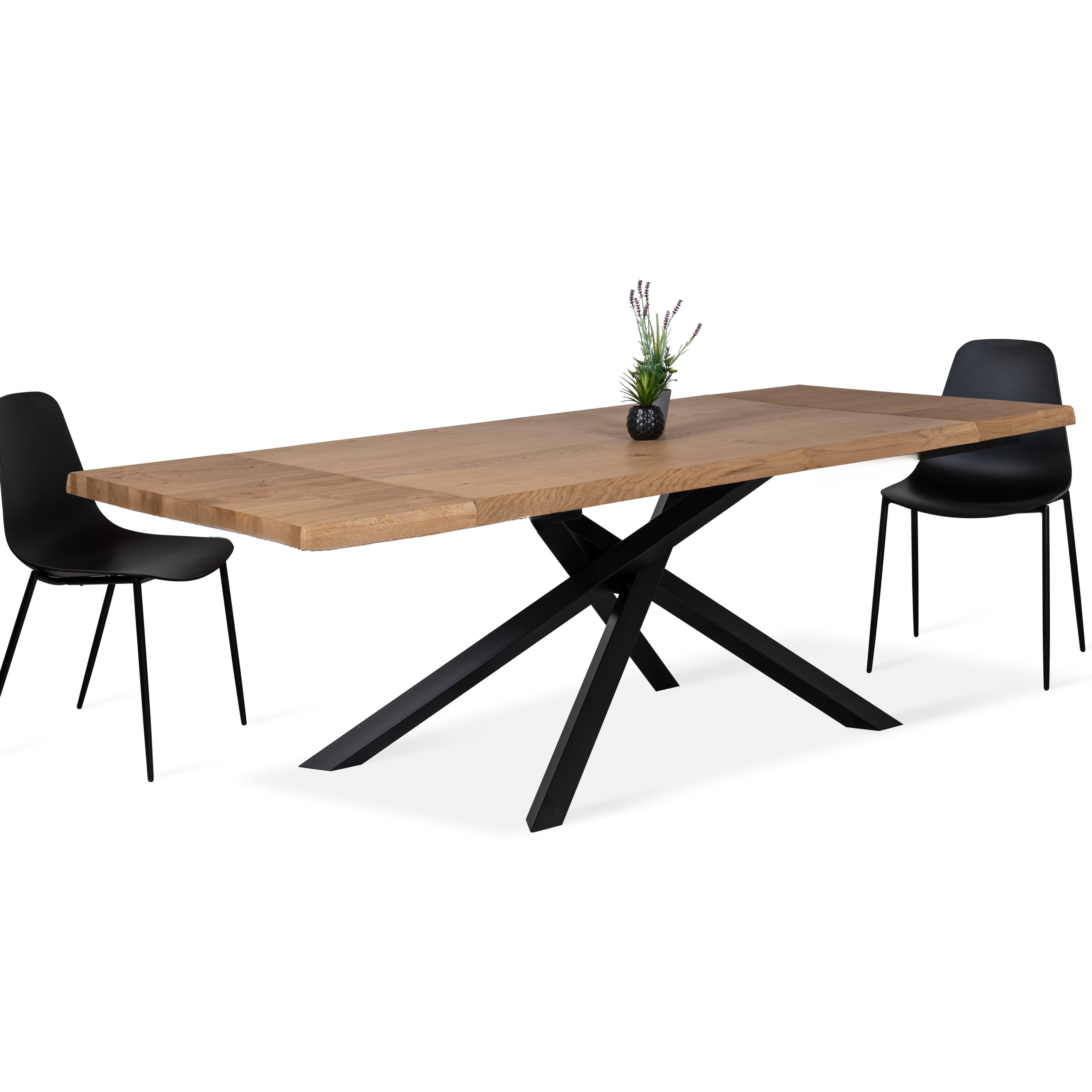 Tavolo da Pranzo  Allungabile 160/240 x 90 cm. Top  in Legno di Rovere impiallacciato  e gambe in Metallo