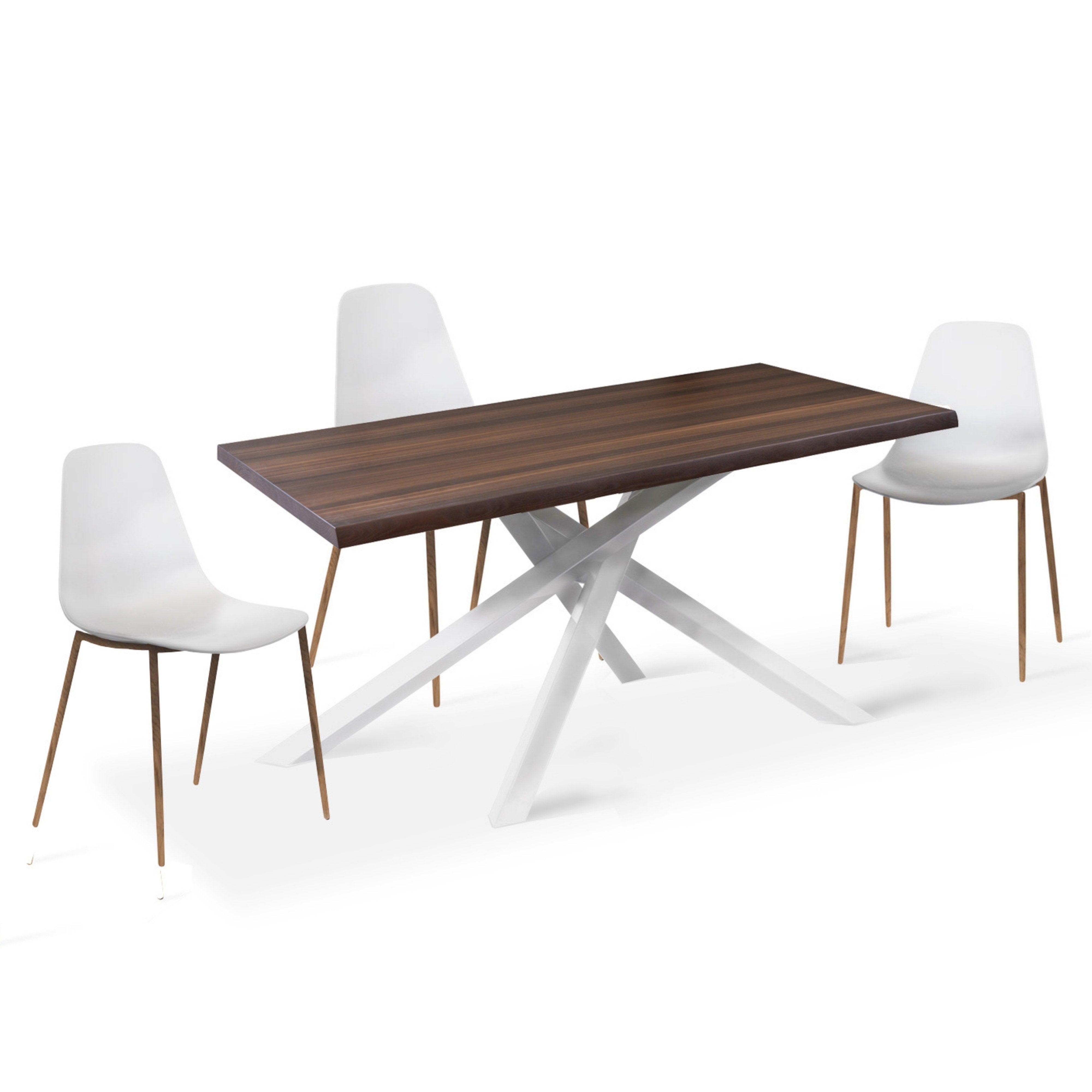 Tavolo da Pranzo   160 x 90 cm. Top  in Legno di Eucalipto impiallacciato  e gambe in Metallo