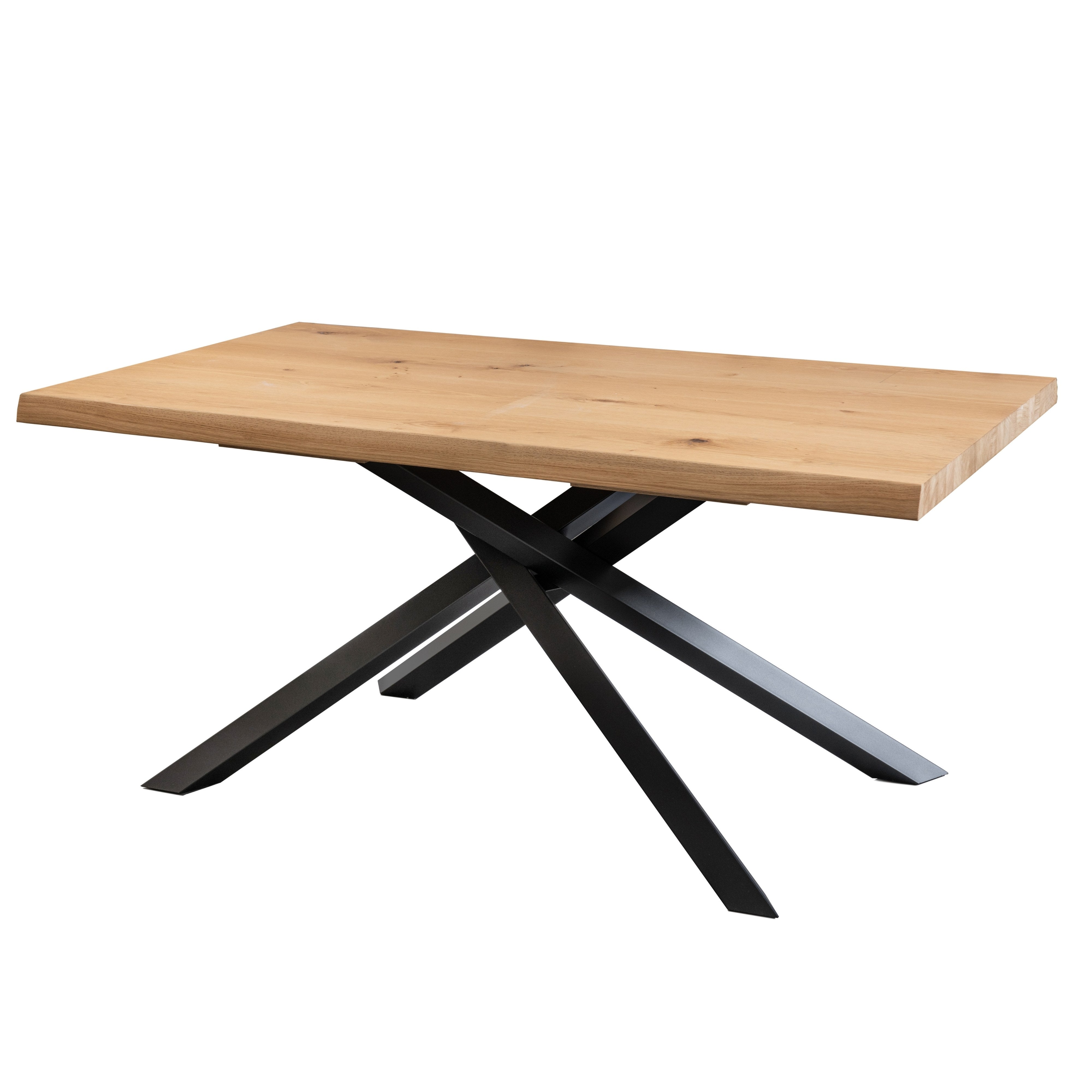 Tavolo da Pranzo   160 x 90 cm. Top  in Legno di Rovere impiallacciato  e gambe in Metallo