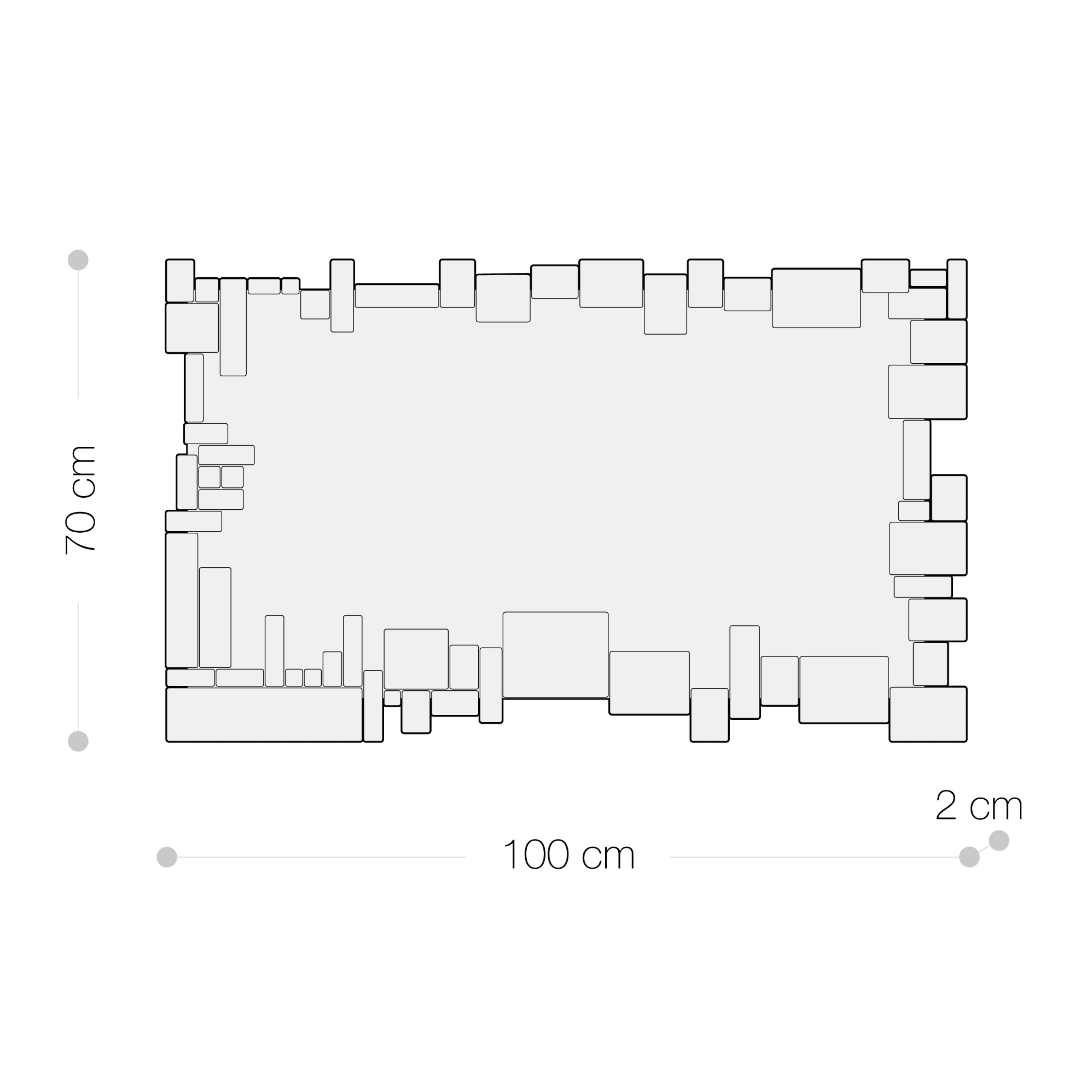 Specchio Decorativo Da Parete Rettangolare Con Cornice Sagomata (100x70)