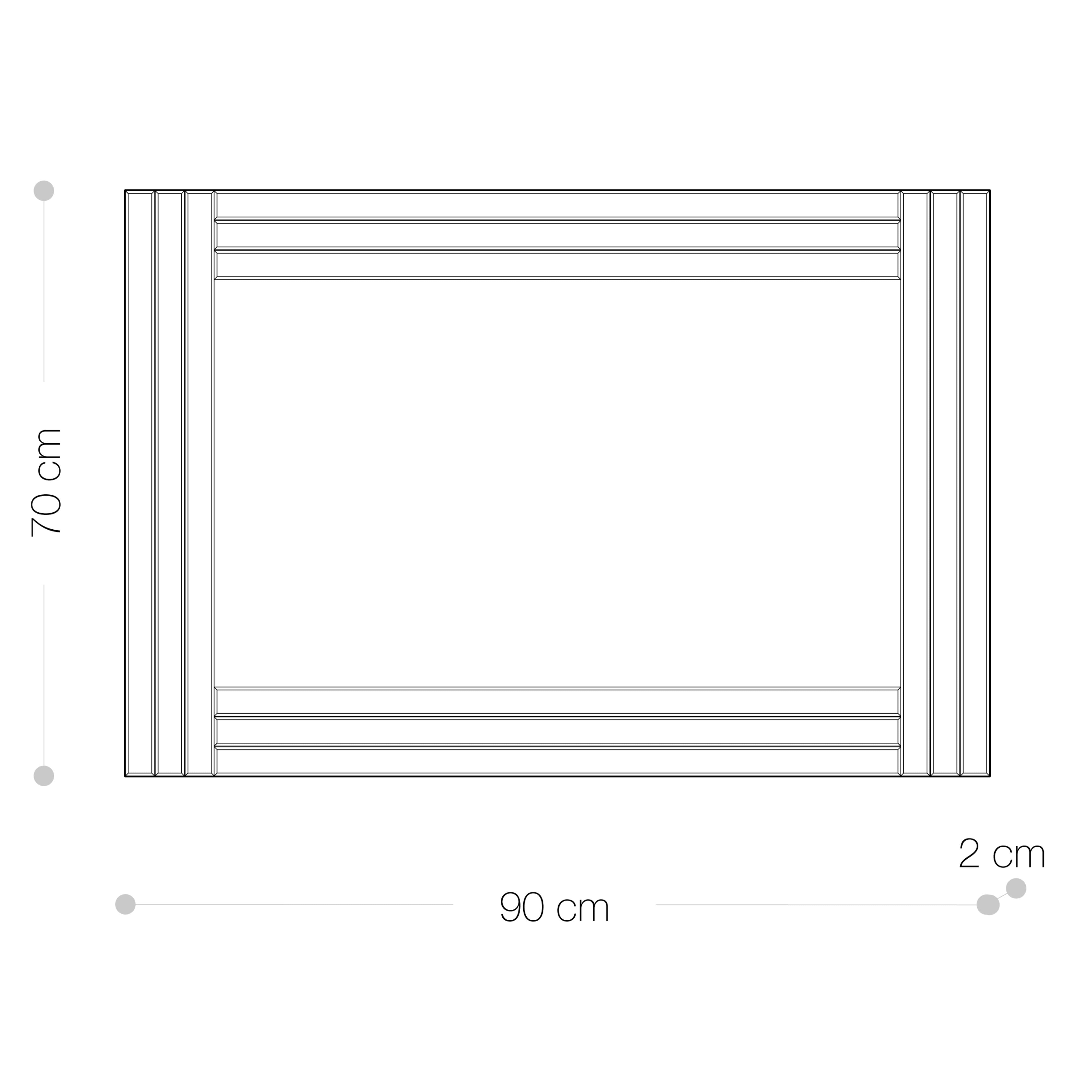 Specchio Decorativo Da Parete Rettangolare Con Cornice Sagomata (90x70)