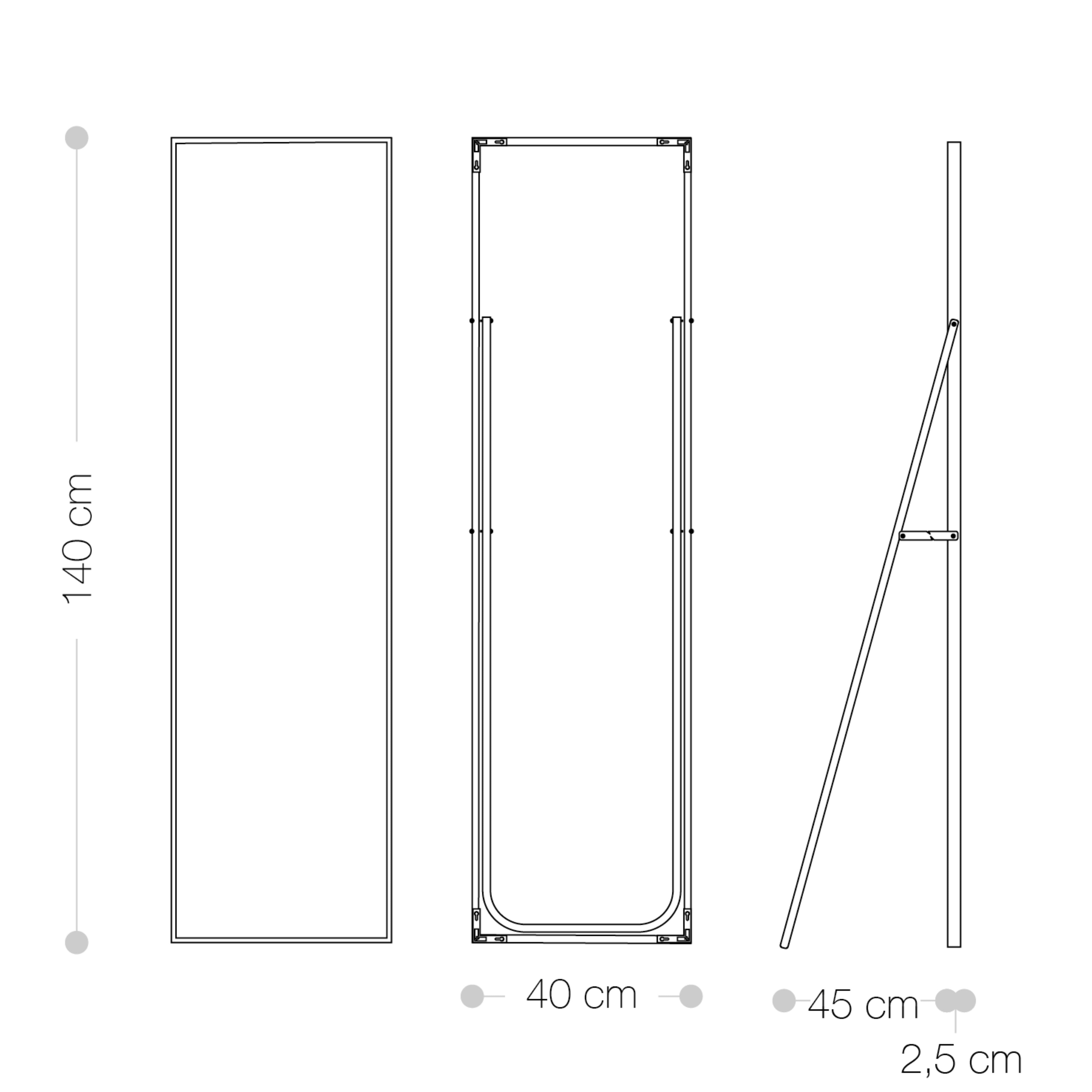 Specchio da Terra Rettangolare 140 x 40 con cornice in Alluminio