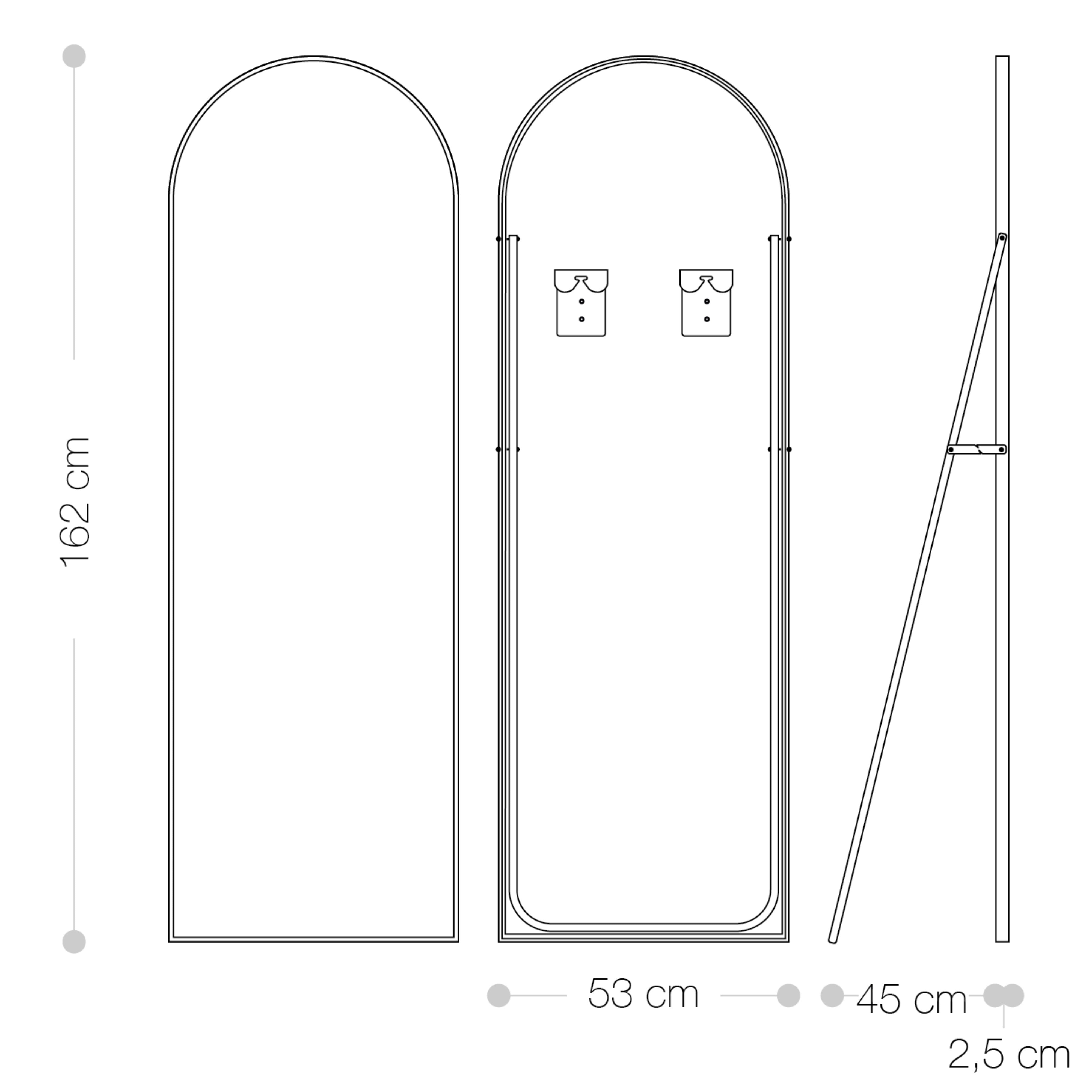 Specchio da Terra ad Arco 162 x 53 con cornice in Alluminio