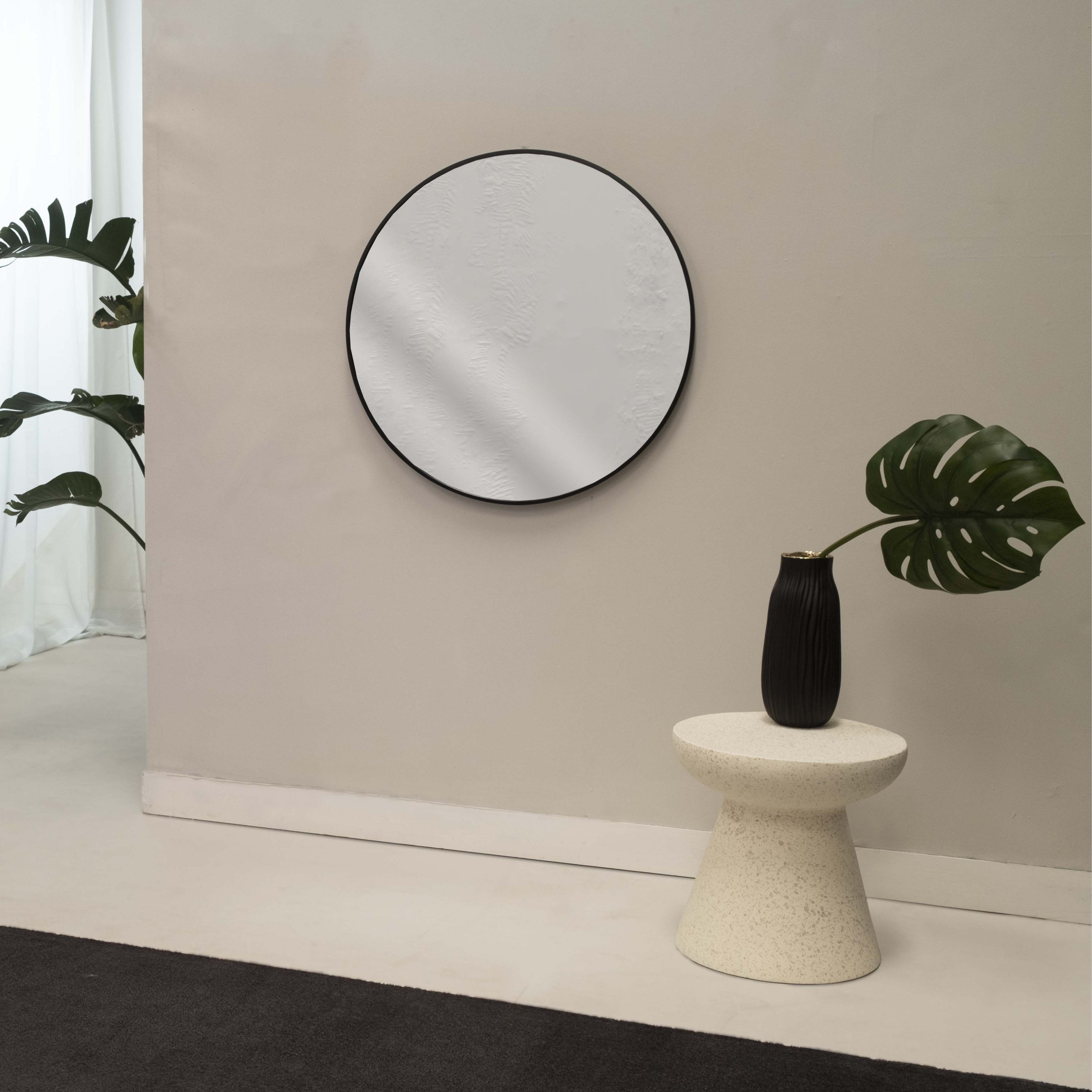 Specchio da Parete Tondo 70 cm con cornice in Alluminio