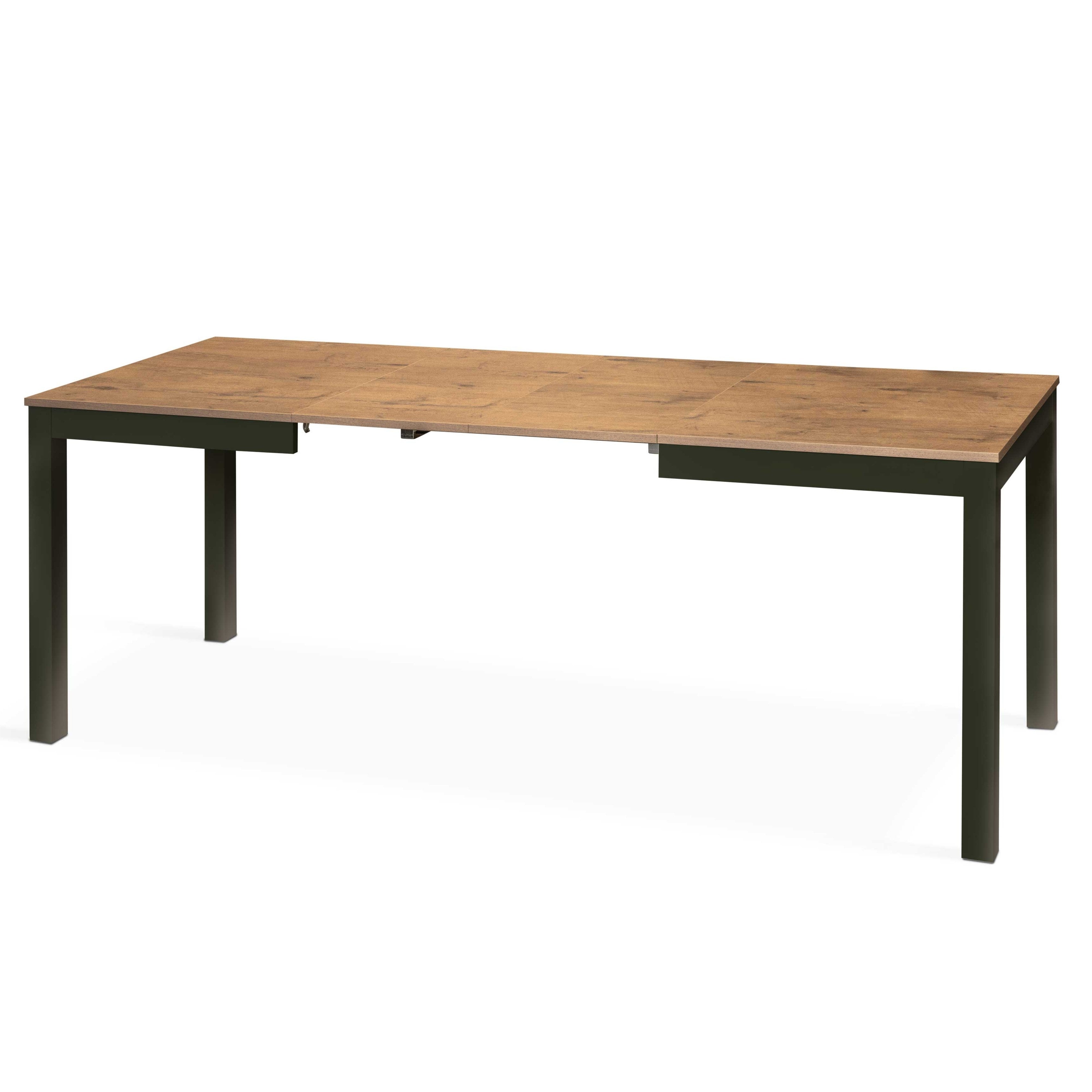 Tavolo da Pranzo  Allungabile 160/240 x 90 cm. Top  in Legno di Eucalipto impiallacciato  e gambe in Metallo