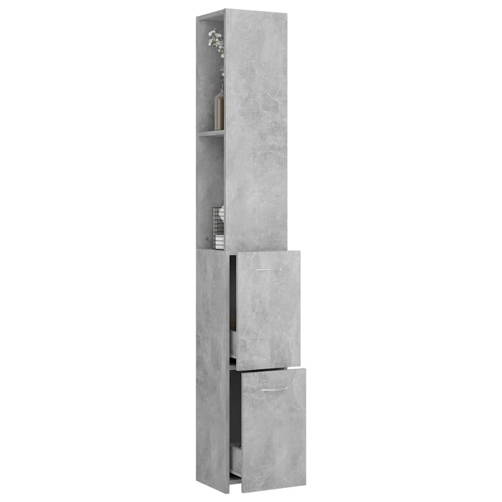 Armadietto Bagno Grigio Cemento 25x26,5x170cm Legno