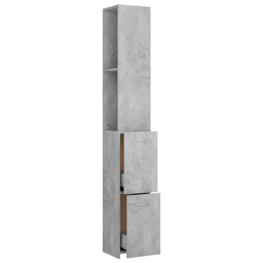 Armadietto Bagno Grigio Cemento 25x26,5x170cm Legno